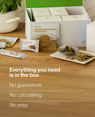ProLon 5-day Fasting Mimicking Program box with soups, bars and snacks